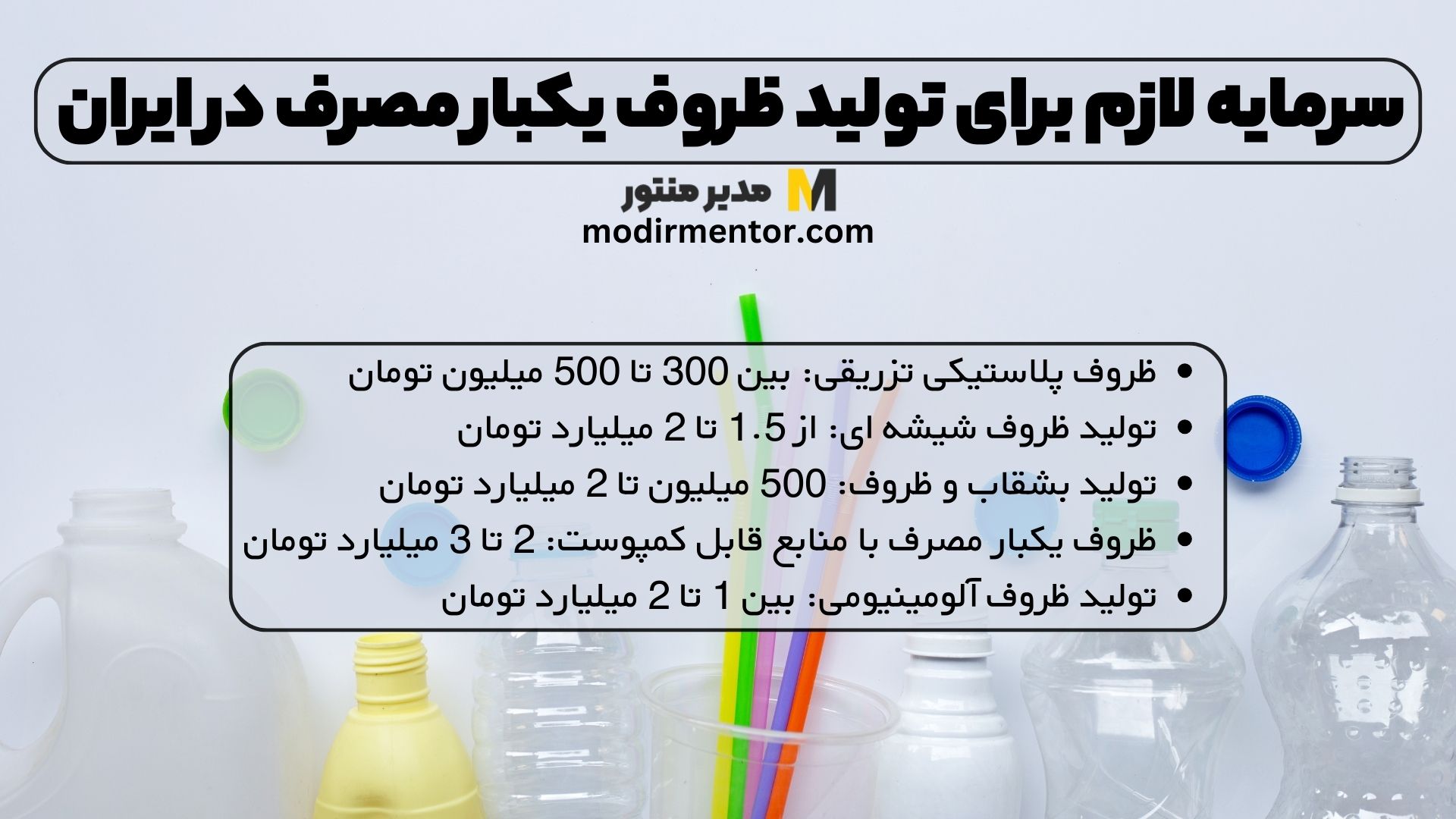 سرمایه لازم برای تولید ظروف یکبار مصرف در ایران