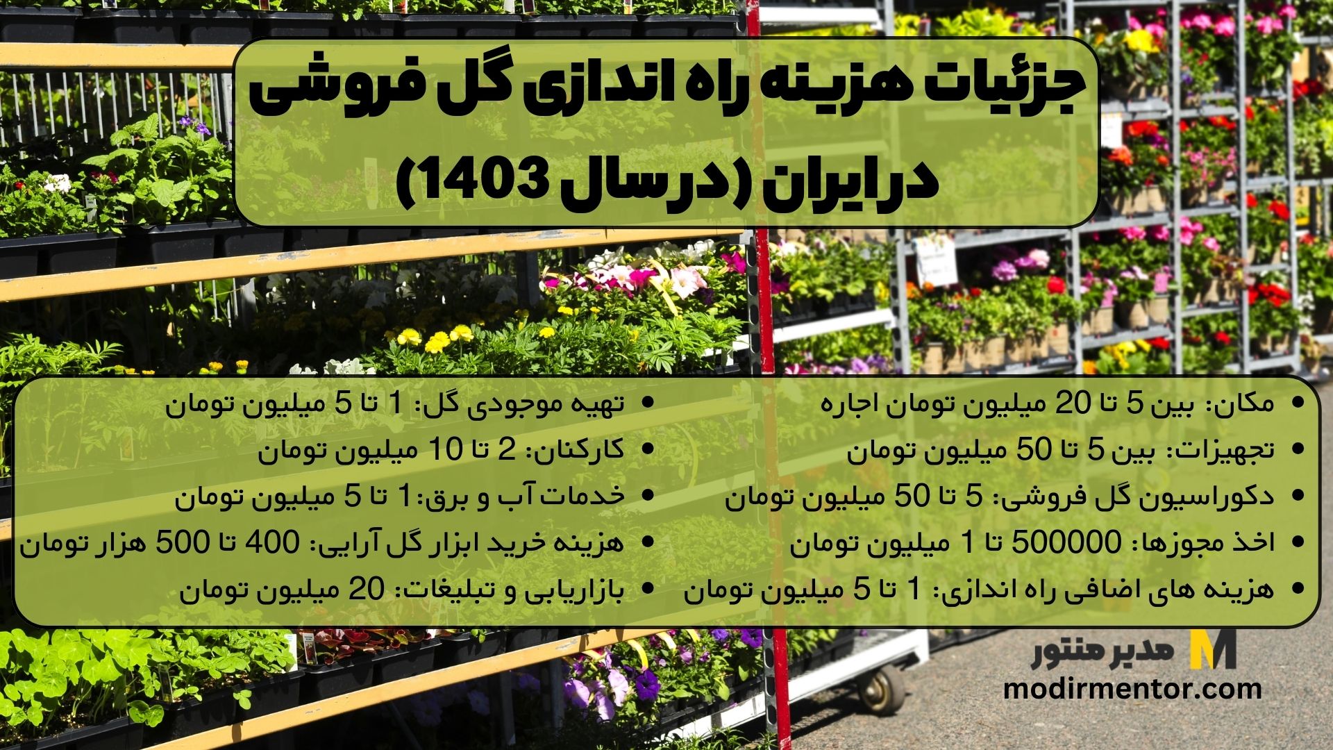 جزئیات هزینه راه اندازی گل فروشی در ایران (در سال 1403)