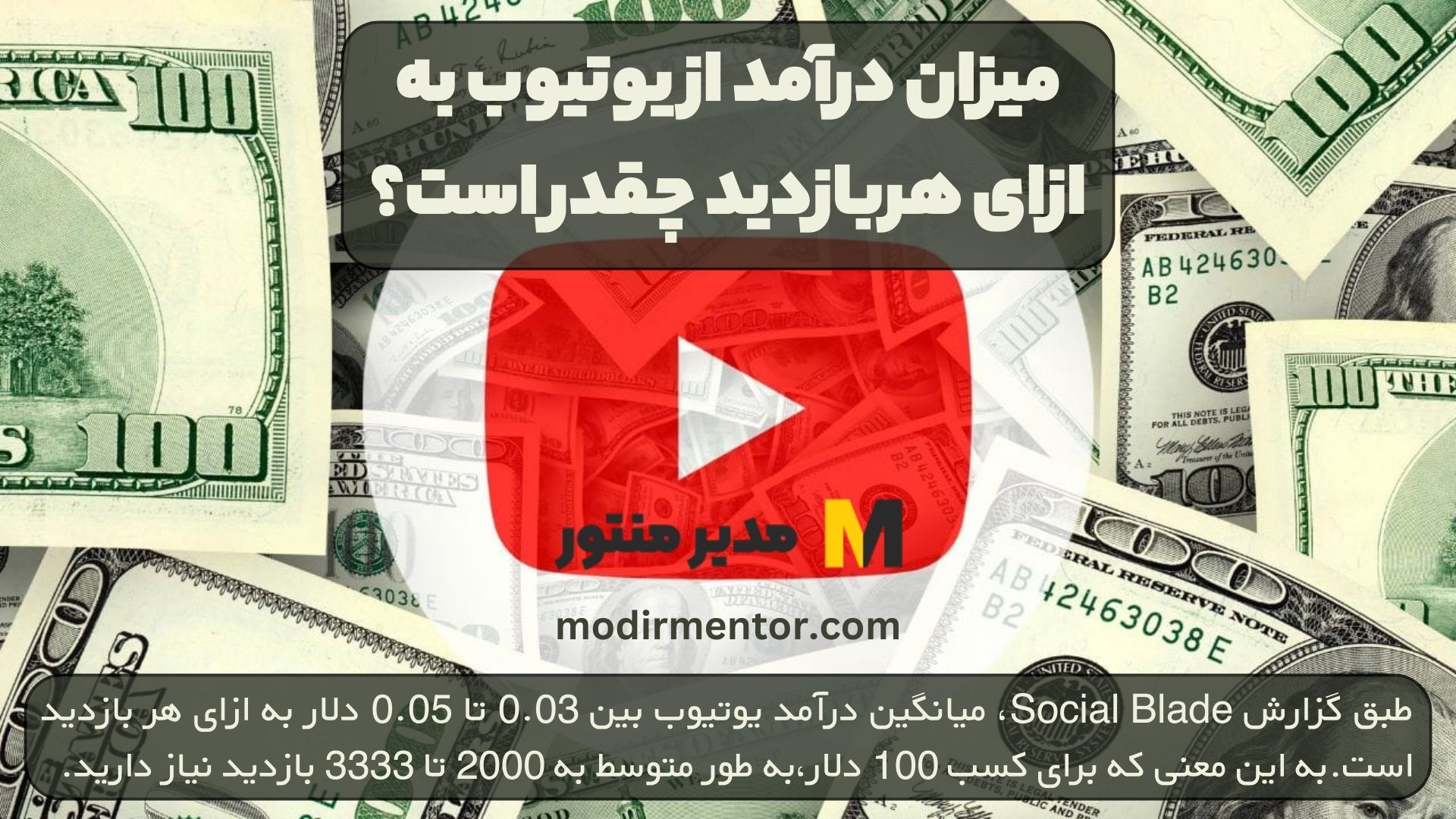 میزان درآمد از یوتیوب به ازای هربازدید چقدر است؟