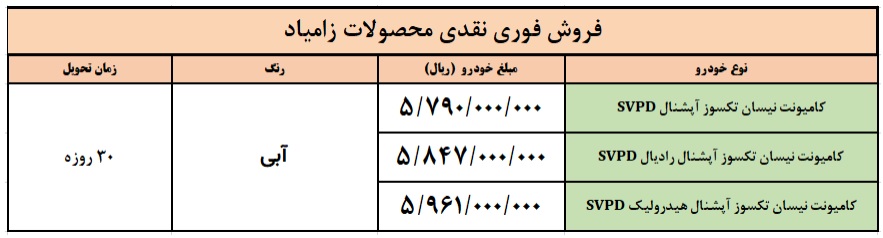 شرایط فروش نقدی: