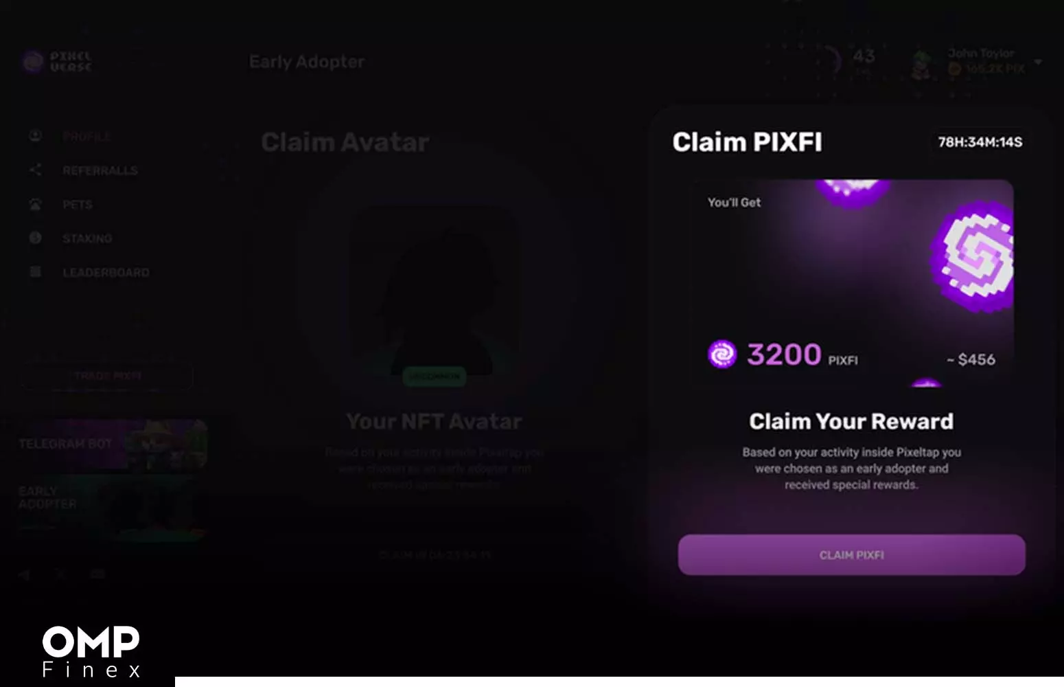 برداشت توکن PIXFI در داشبورد