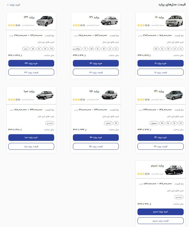 قیمت جدید پراید در بازار + جدول