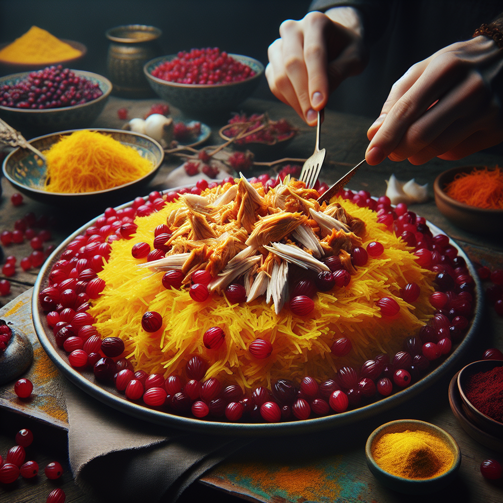 طرز تهیه زرشک پلو با مرغ ریش ریش