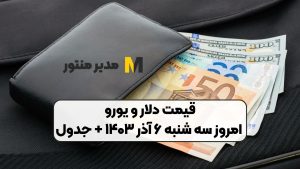 قیمت دلار و یورو امروز سه شنبه ۶ آذر ۱۴۰۳ + جدول