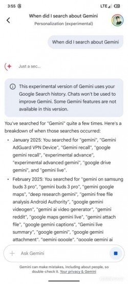 Gemini Personalization model