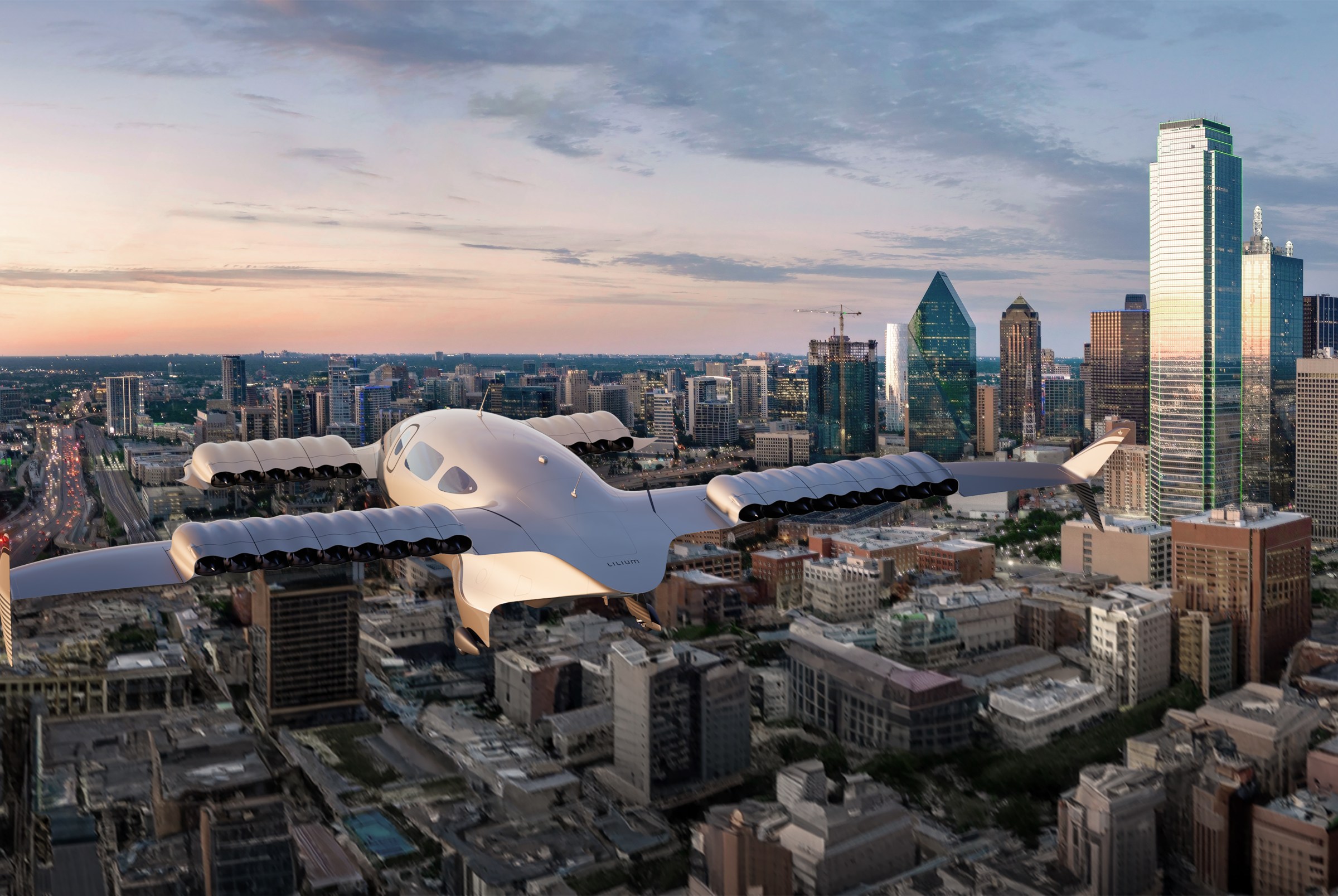 Lilium Pioneer eVTOL aircraft over Texas