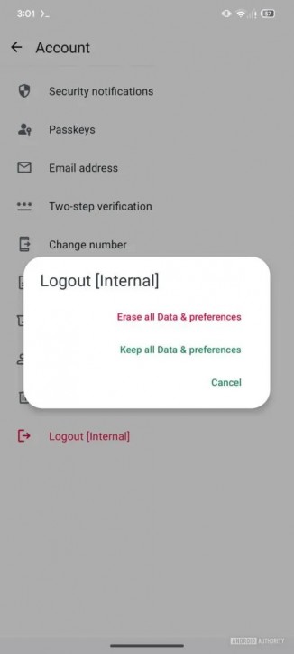 WhatsApp Logout option in testing