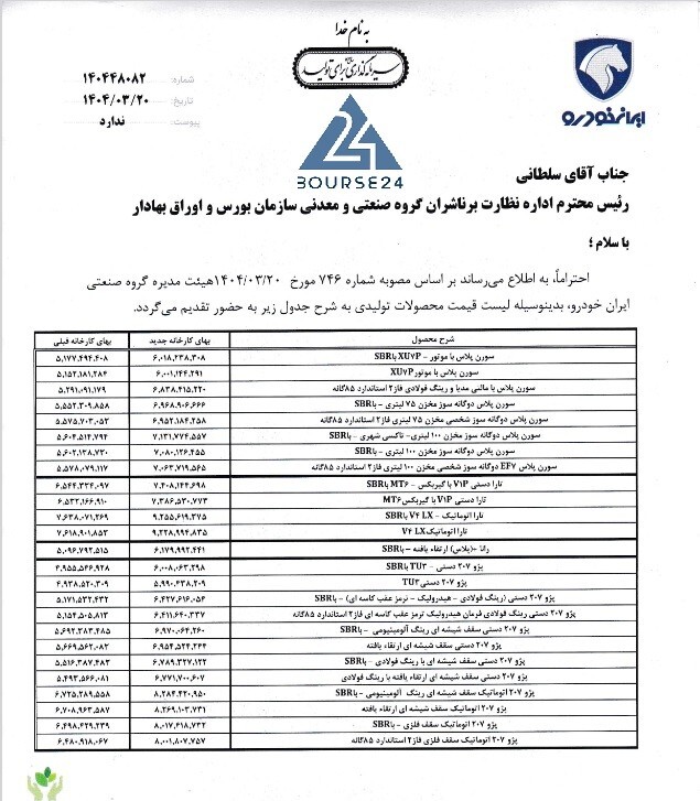 ایران خودرو قیمت محصولاتش را گران کرد/ افزایش شدید قیمت ۵ خودرو + جدول